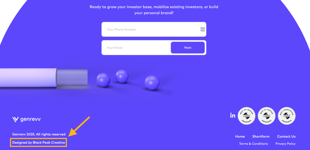 Example: How to check which web design company created the website.
