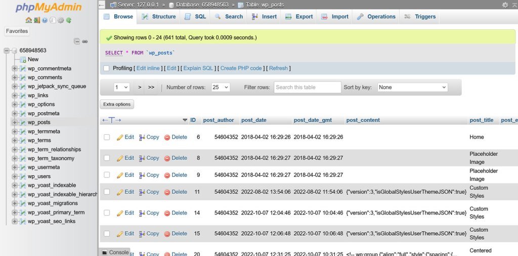Learning MySQL can help you build a career as a WordPress developer, Here's what a database looks like.